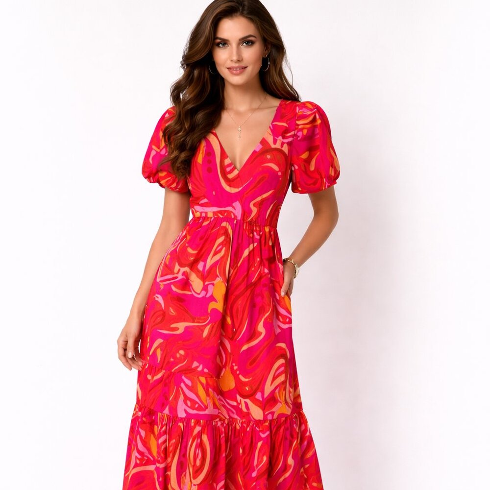 1.STATE 'Aster Garden' V-Neck Maxi Dress XSmall